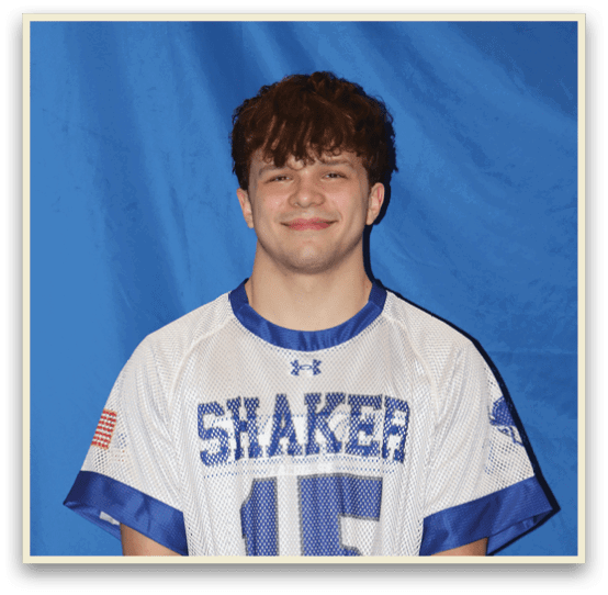 A young man wearing a blue and white football jersey with the number 15 on it. AI generated content