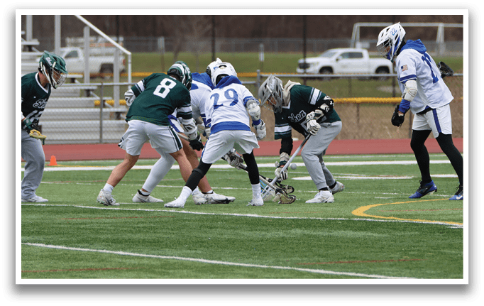 A group of men playing a game of lacrosse on a field. AI generated content