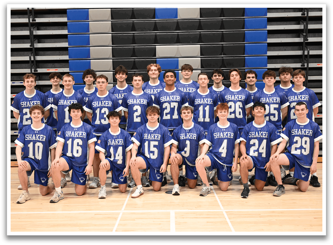 A group of young men wearing blue and white uniforms pose for a team photo. AI generated content