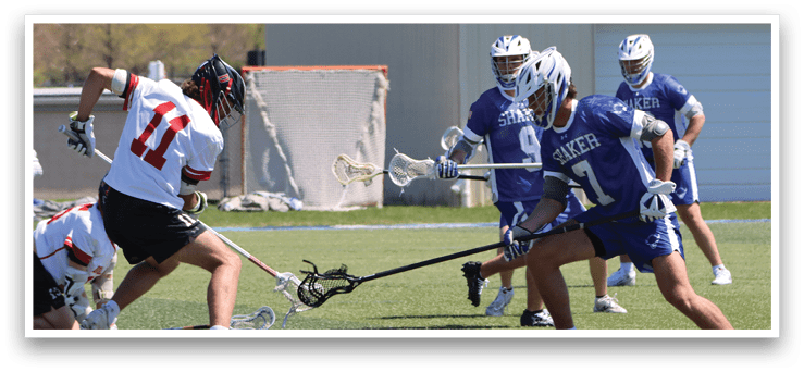 A group of men playing lacrosse on a field. AI generated content