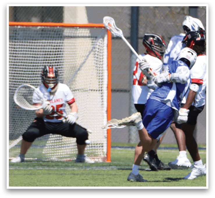 A group of people playing a game of lacrosse. AI generated content