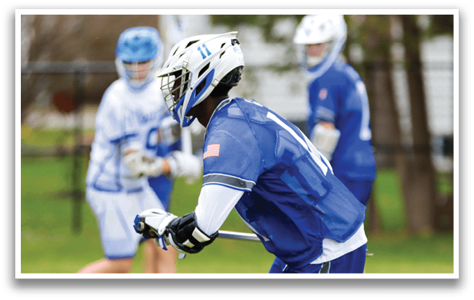 A group of young men playing a game of lacrosse. AI generated content