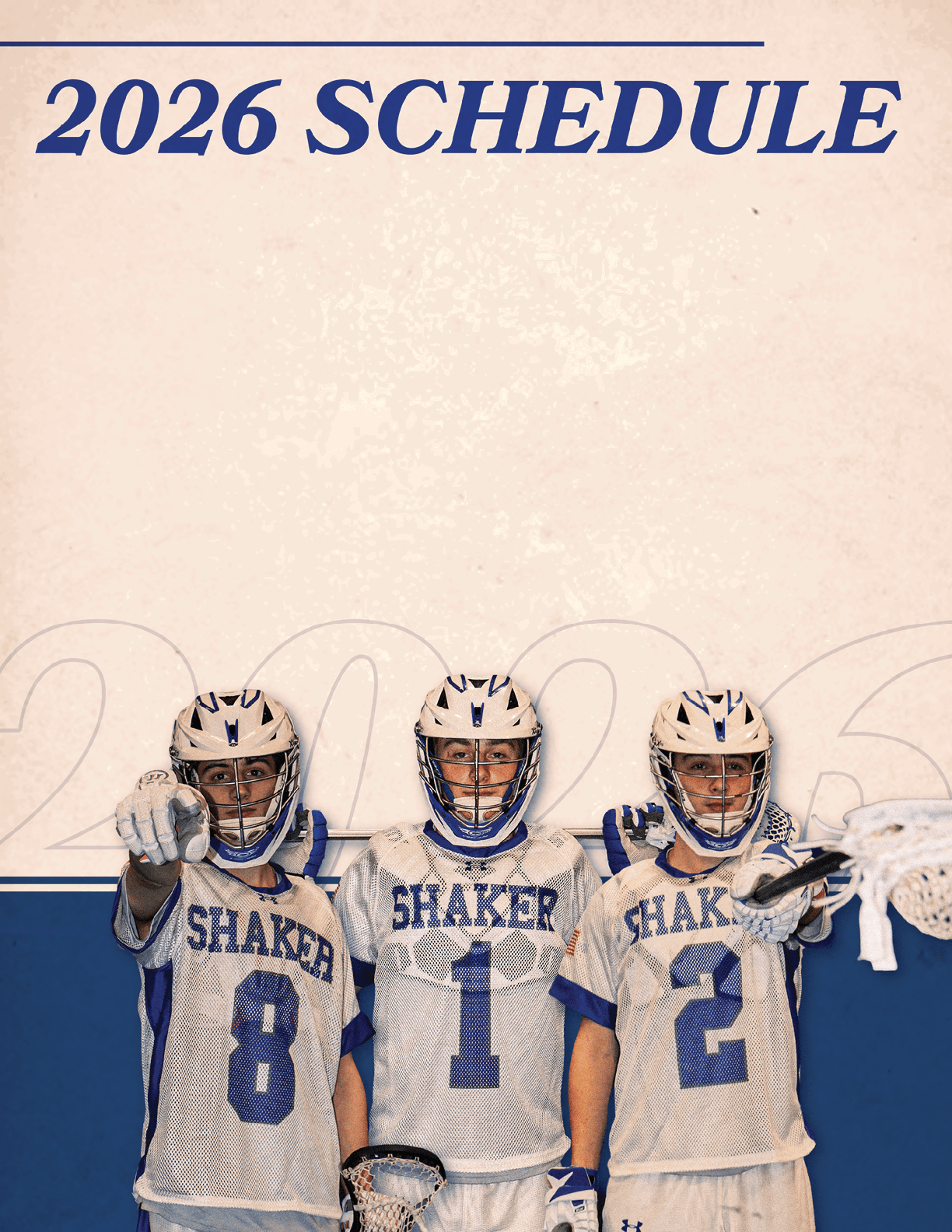 Three lacrosse players pose for a photo in their uniforms. AI generated content