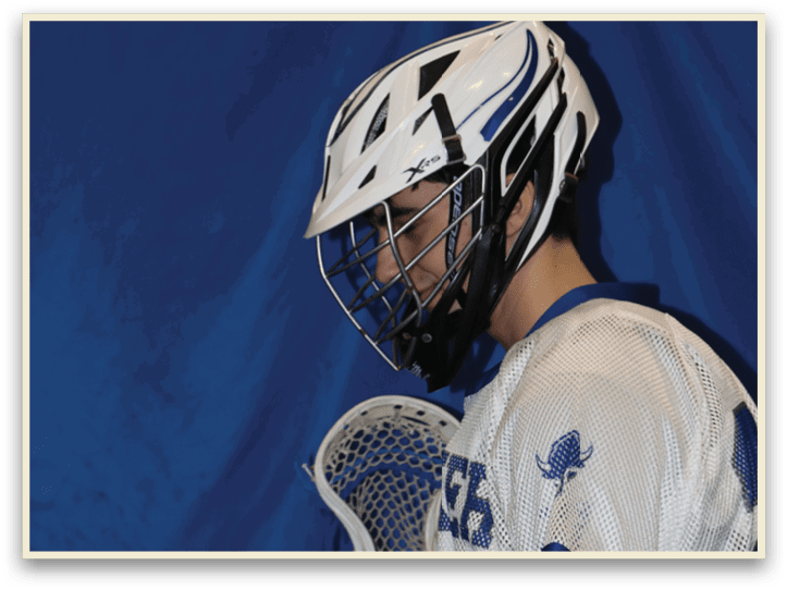 A person wearing a baseball uniform is lying on a blue surface. AI generated content