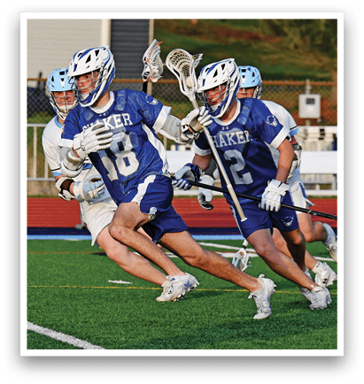 A group of men playing lacrosse on a field. AI generated content