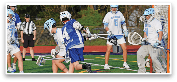 A group of people playing a game of lacrosse on a field. AI generated content