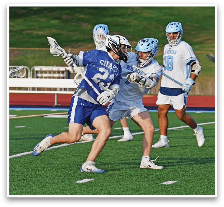 A group of people playing a game of lacrosse on a field. AI generated content