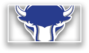A blue and white bull head logo. AI generated content