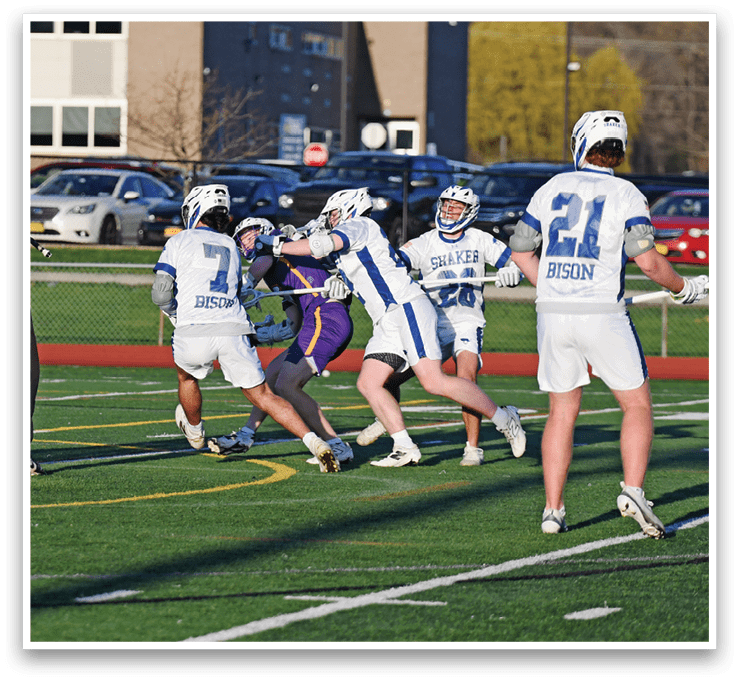 A group of people playing a game of lacrosse on a field. AI generated content