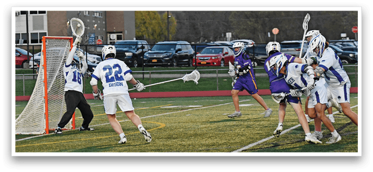 A group of people playing a game of lacrosse on a field. AI generated content