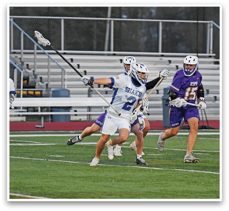 A group of men playing lacrosse on a field. AI generated content