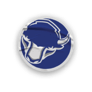 A collection of stickers featuring a bison, a football, a hockey stick, a basketball, a baseball, and a soccer ball. AI generated content