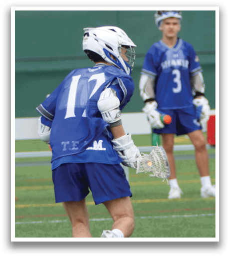 Two men playing tennis, one wearing a blue shirt and the other wearing a white shirt. AI generated content