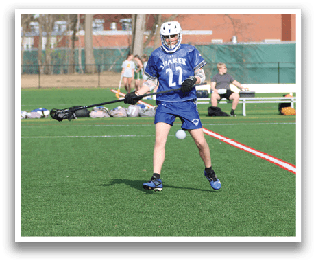 Two people playing a game of lacrosse on a field. AI generated content