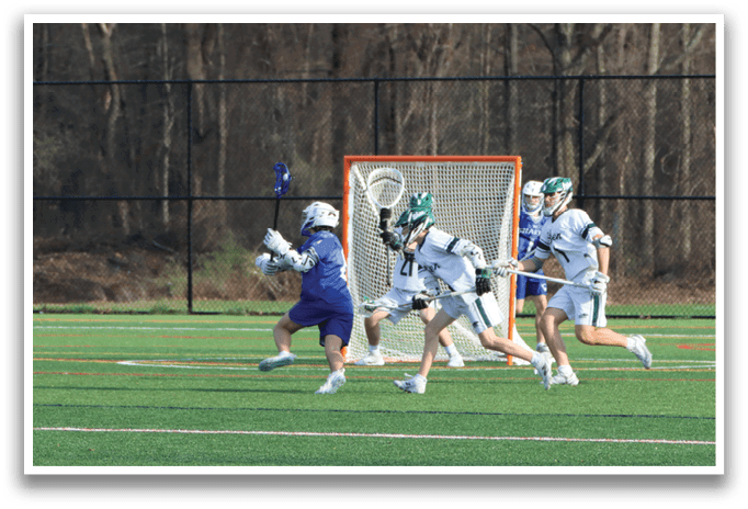 A group of men playing a game of lacrosse on a field. AI generated content