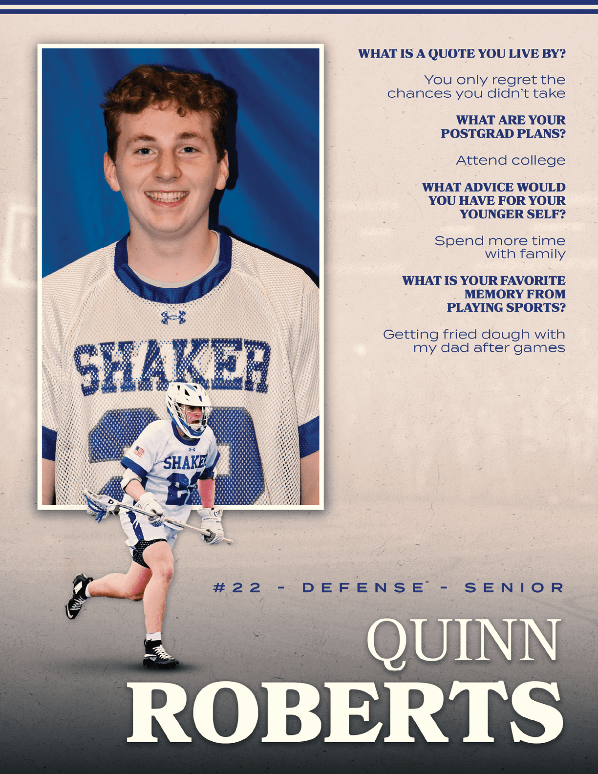 A young man wearing a Shaker jersey poses for a photo. AI generated content