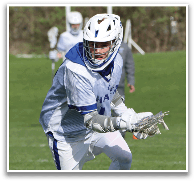 A man wearing a white and blue uniform with a white helmet and a blue number 4 on his chest. Description generated by AI