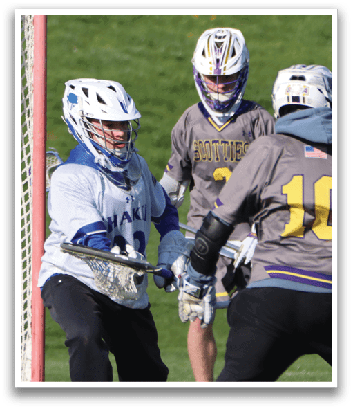 A group of people playing a game of lacrosse. Description generated by AI