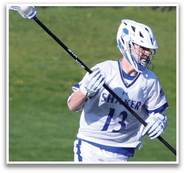 A man holding a lacrosse stick. Description generated by AI