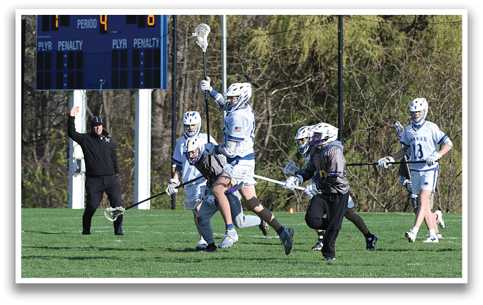 A group of people playing a game of lacrosse. Description generated by AI