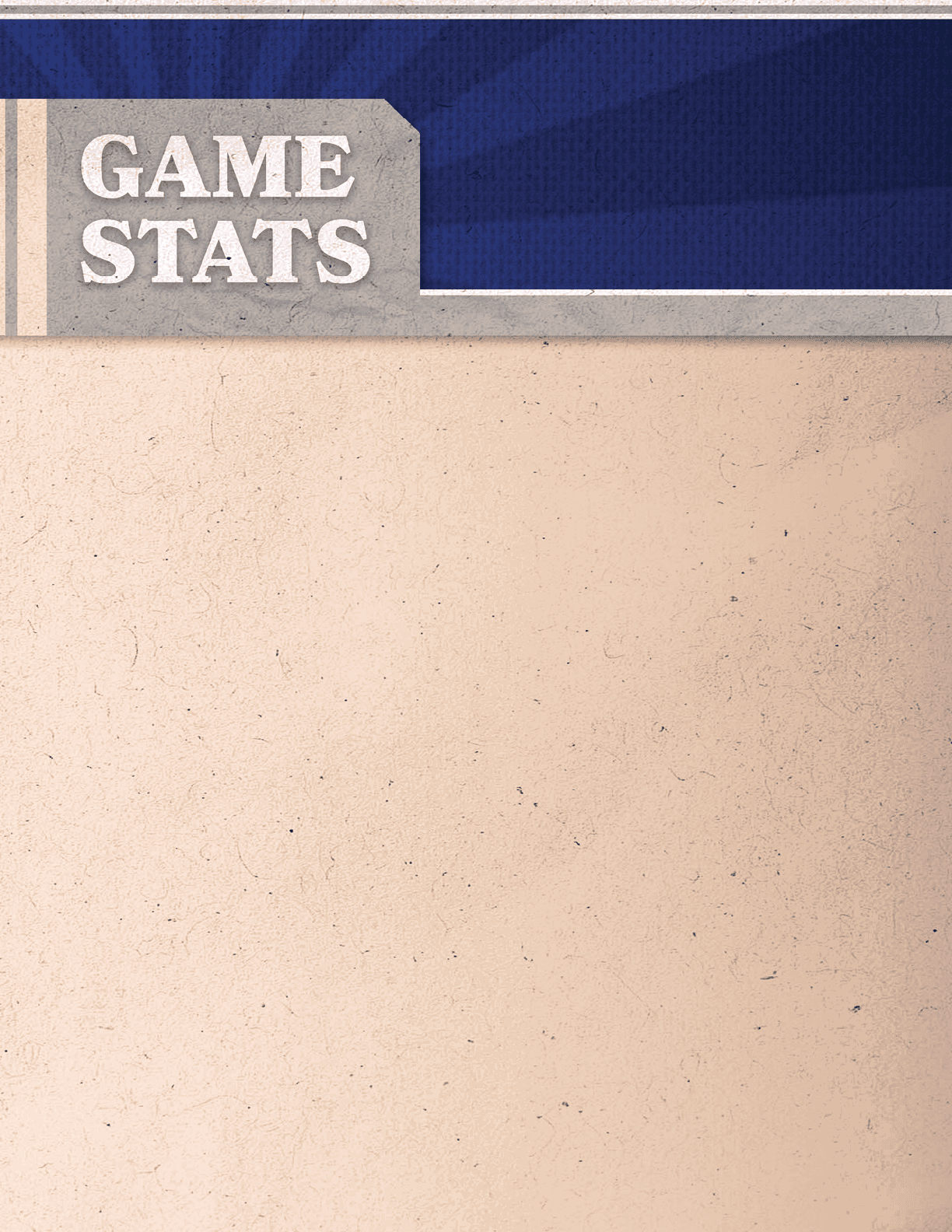 A tan piece of paper with the words “Game Stats" written on it. AI generated content