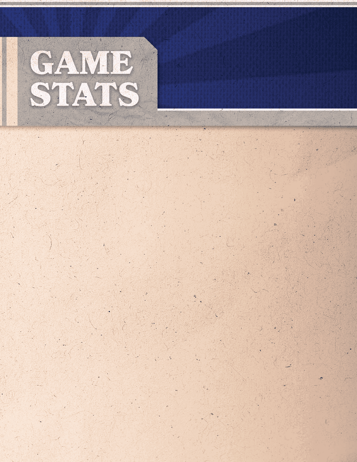 A tan piece of paper with the words “Game Stats" written on it. AI generated content