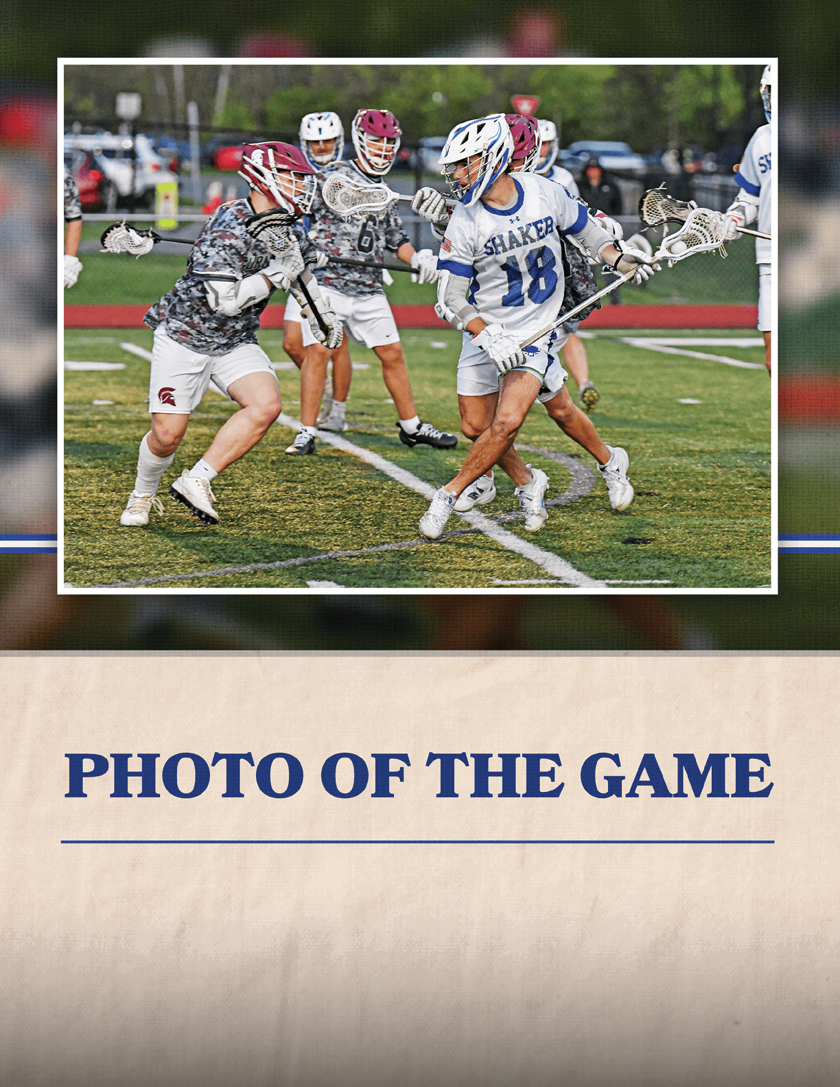 A group of men playing lacrosse. Description generated by AI