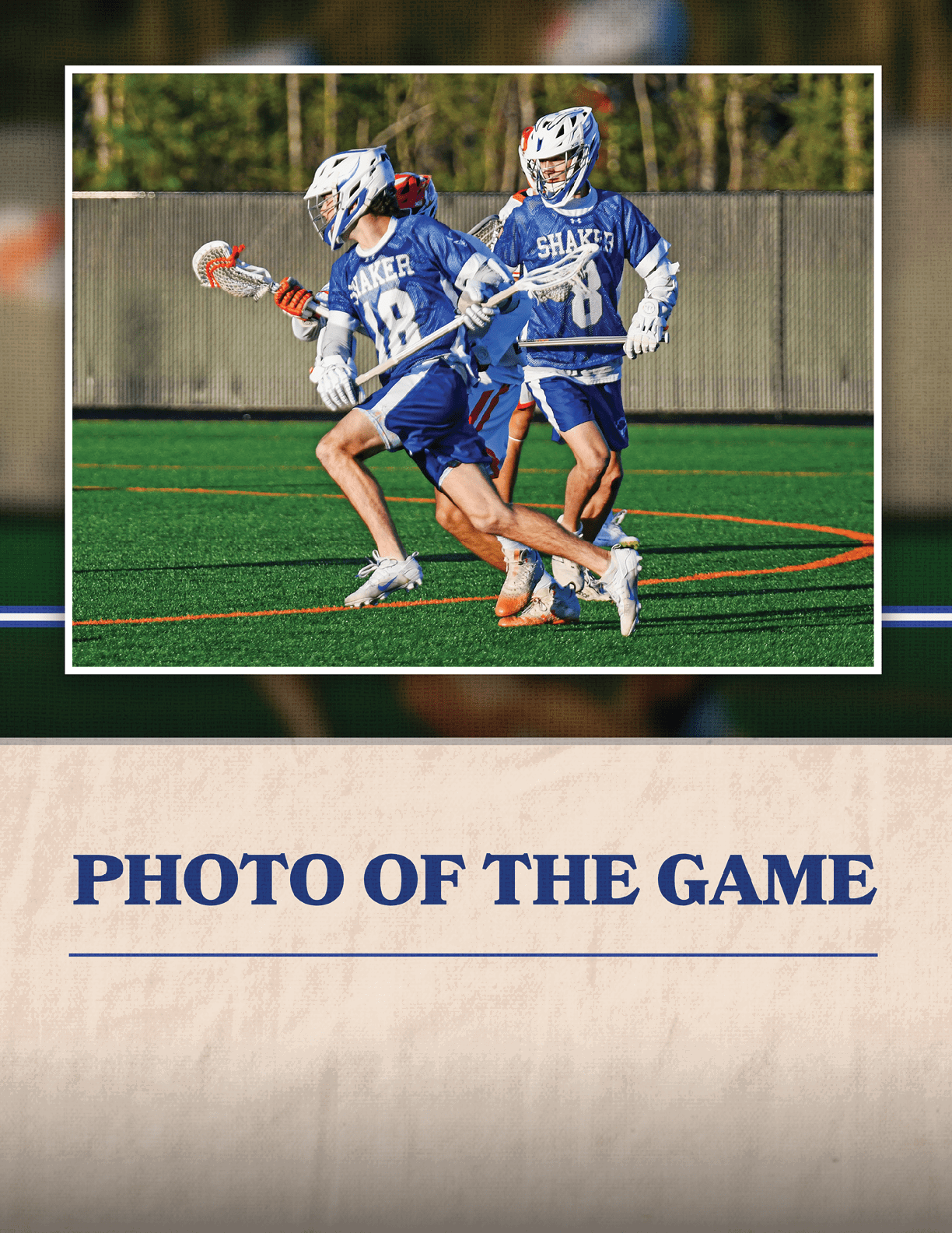 A picture of a man playing lacrosse. Description generated by AI