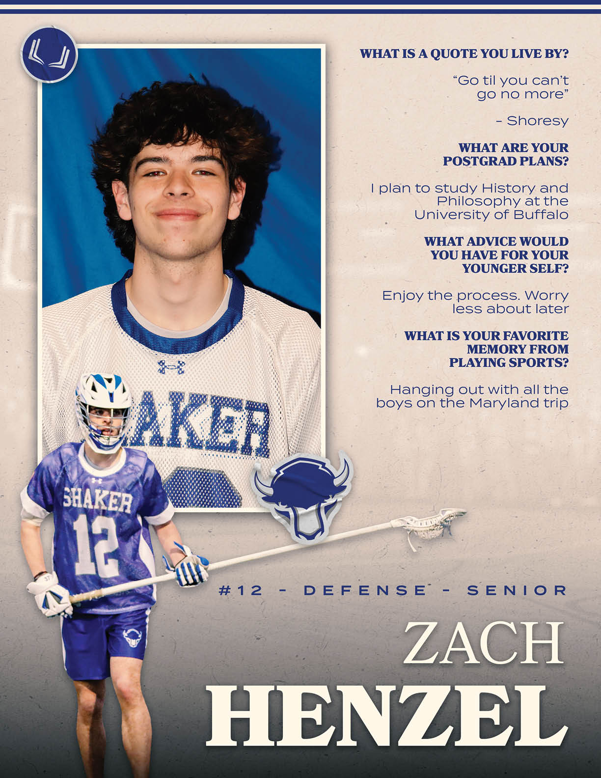 A young man wearing a blue and white shirt and white shorts. Description generated by AI