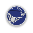 A collection of stickers featuring a bison, a hockey stick, a football, a basketball, a baseball, and a soccer ball. AI generated content
