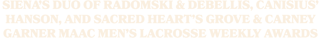 Siena’s Duo of Radomski & DeBellis, Canisius’ Hanson, and Sacred Heart’s Grove & Carney Garner MAAC Men’s Lacrosse We...
