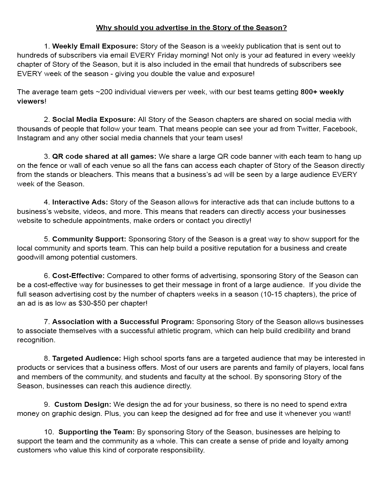 A white paper with black text titled “Why Attending the Season in Story". AI generated content