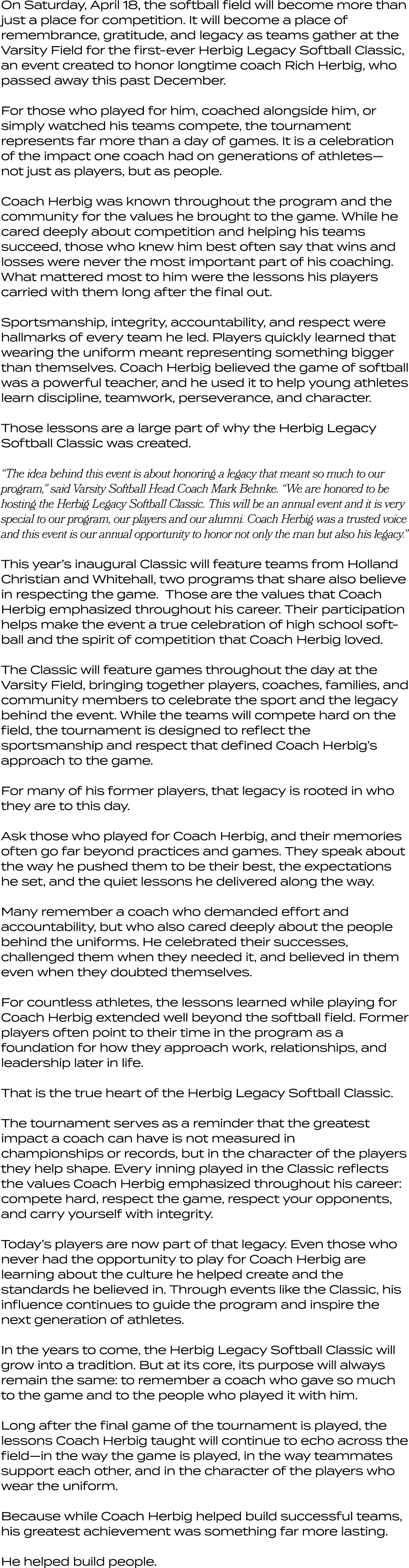 On Saturday, April 18, the softball field will become more than just a place for competition. It will become a place ...