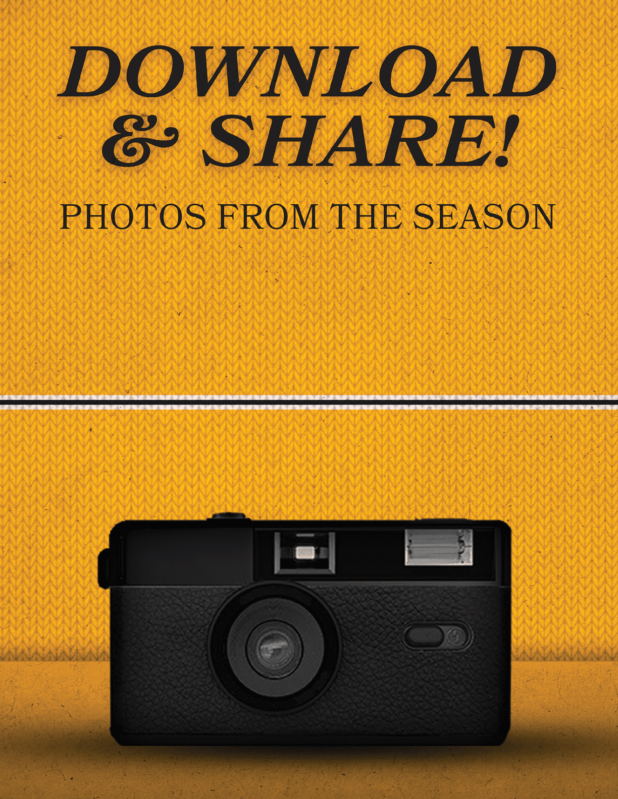 A black and white camera is shown on a yellow background. AI generated content