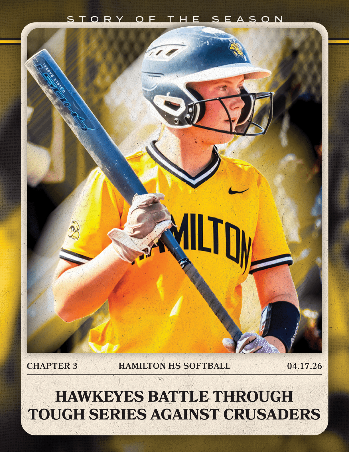 A female baseball player holding a bat. AI generated content