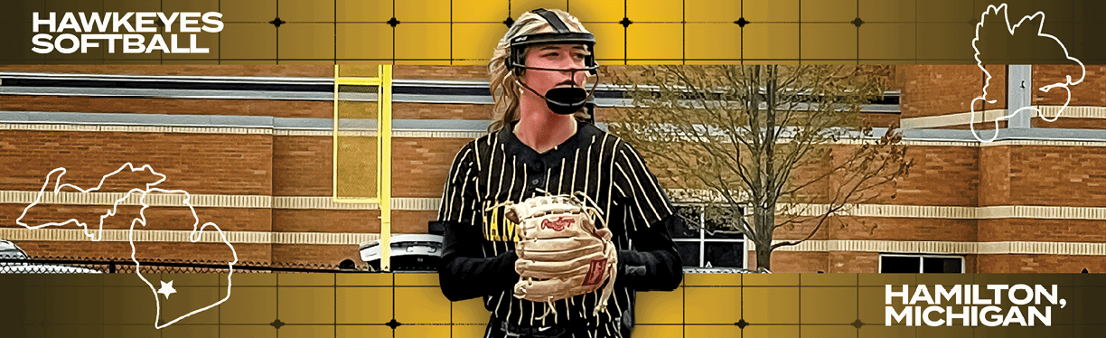 A woman wearing a softball uniform is holding a glove. AI generated content