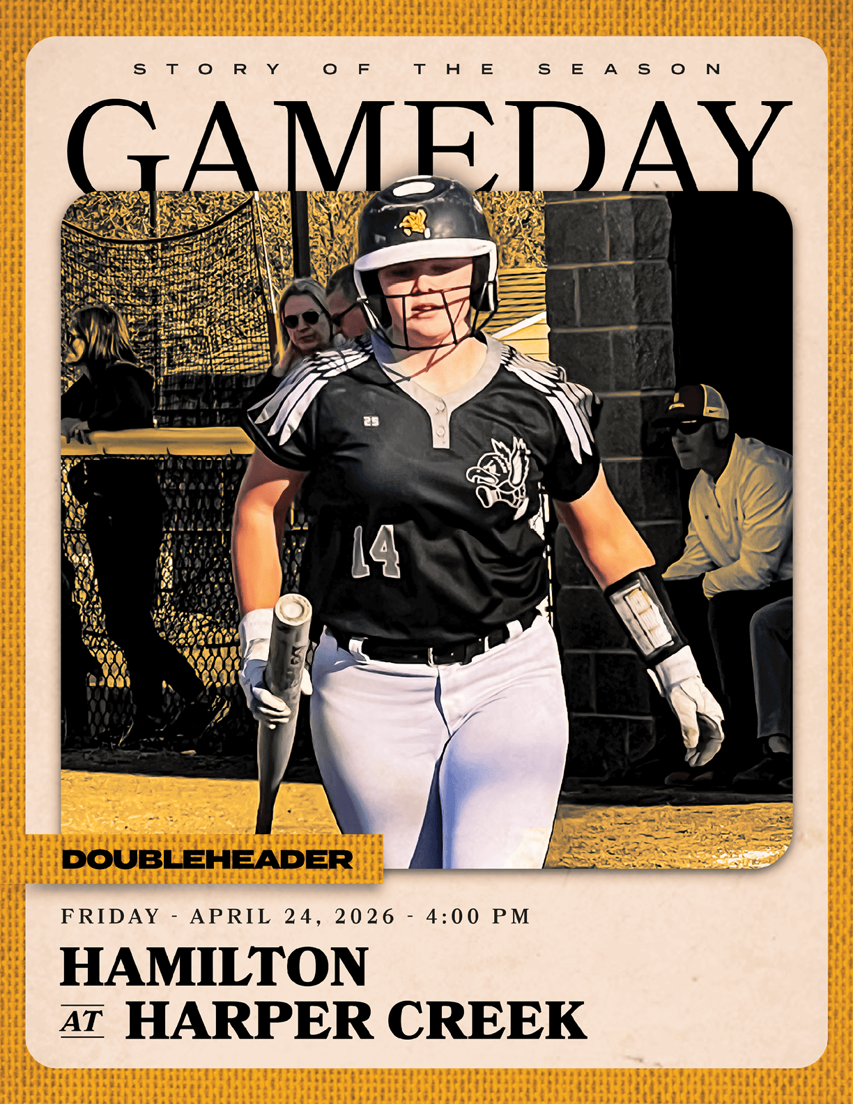 A woman wearing a helmet and a black shirt is holding a baseball bat. AI generated content