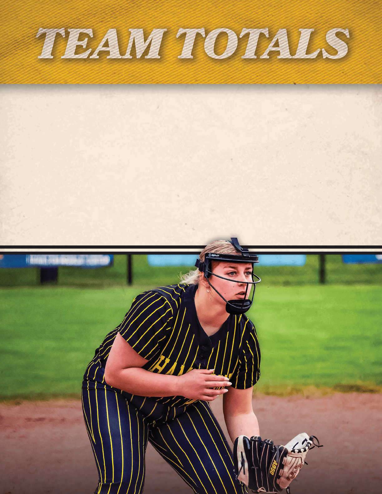 A woman wearing a baseball glove. Description generated by AI