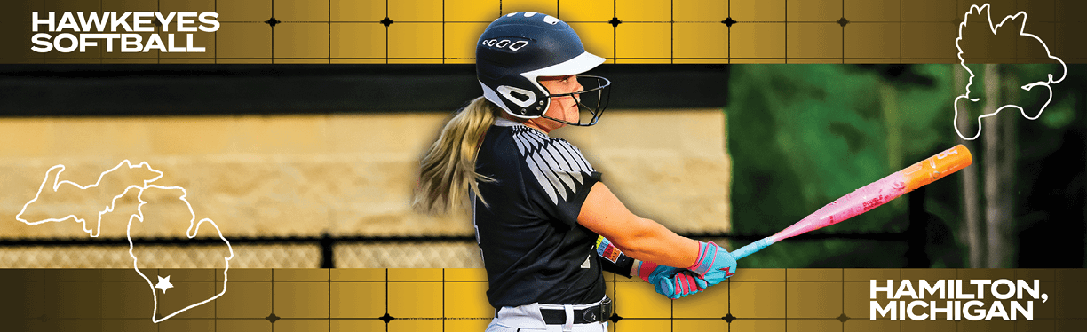 A girl is swinging a bat at a ball. Description generated by AI