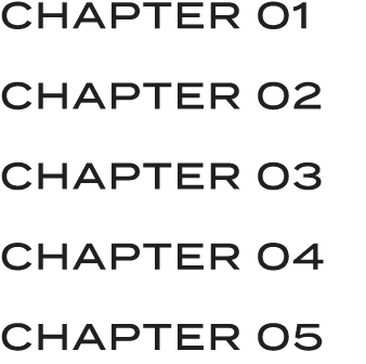 CHAPTER 01 CHAPTER 02 CHAPTER 03 CHAPTER 04 CHAPTER 05