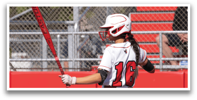 A girl is holding a baseball bat and getting ready to hit the ball. Description generated by AI