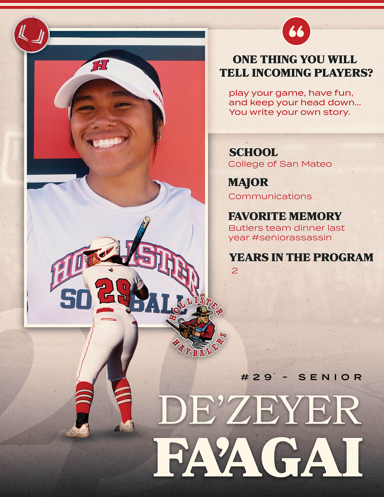 A poster of a female baseball player. Description generated by AI
