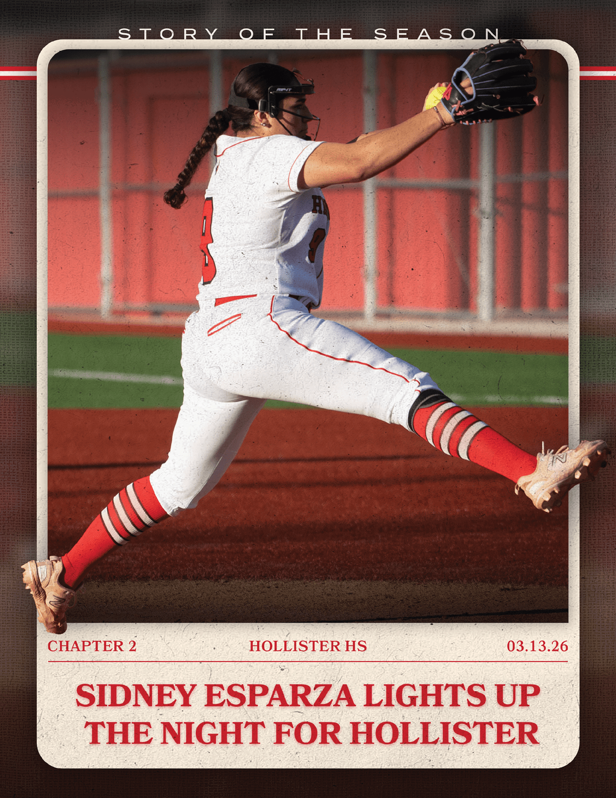 A female baseball player in a white and red uniform is throwing a ball. AI generated content