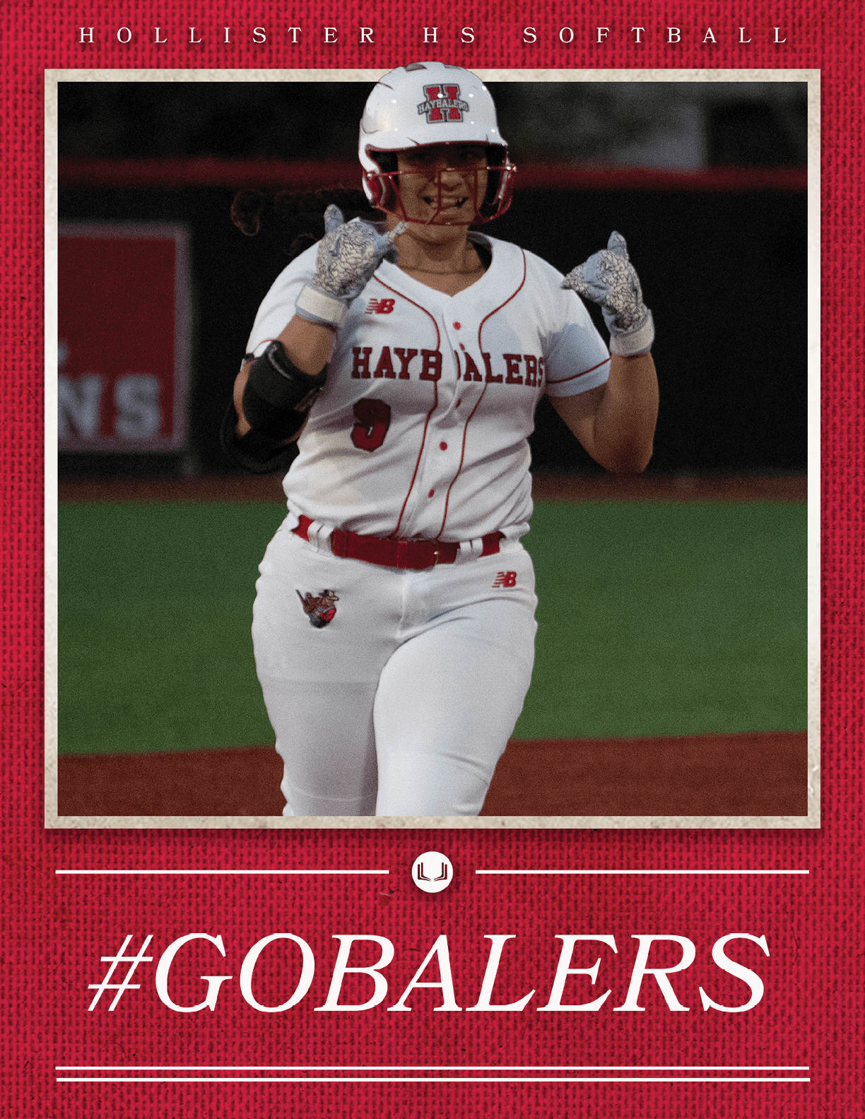 A female baseball player wearing a red and white uniform with the number 9 on the back. AI generated content