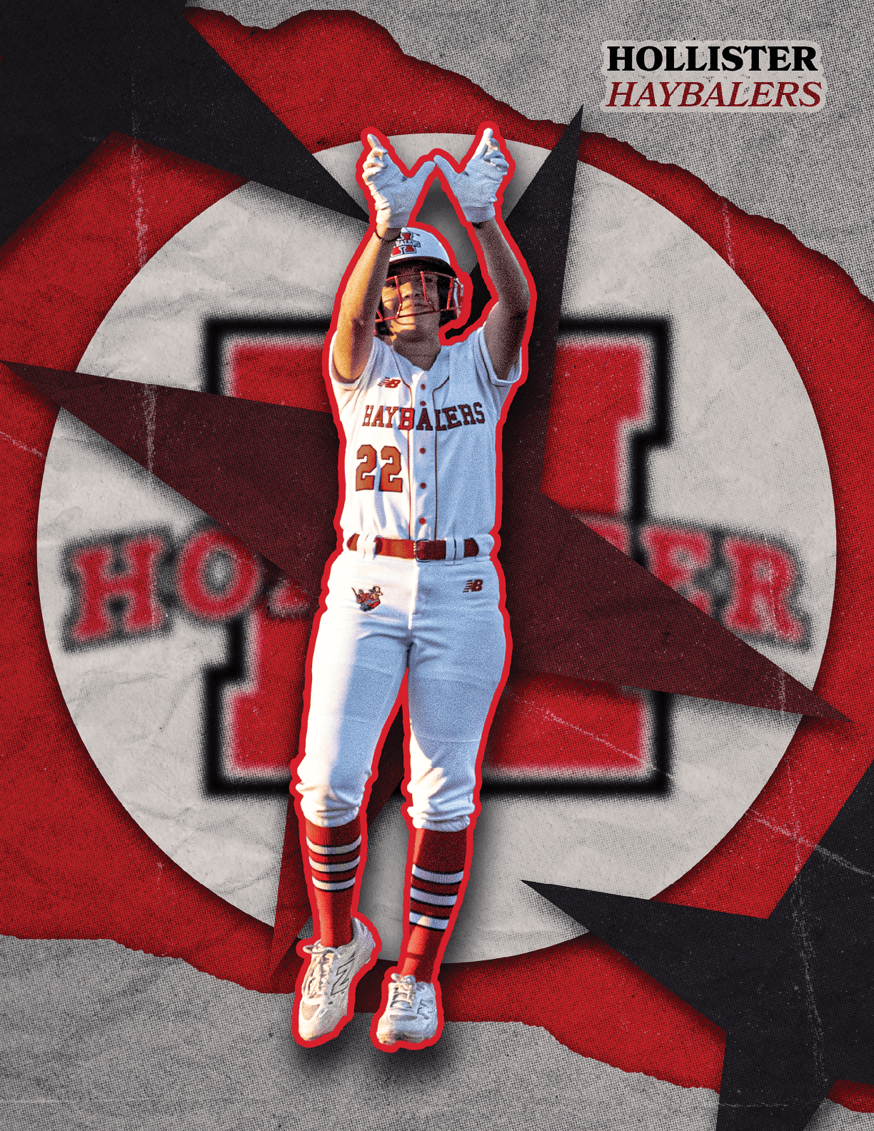 A female baseball player is shown in mid-air, holding up her glove. AI generated content