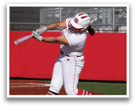 A female baseball player is swinging her bat at a ball. AI generated content