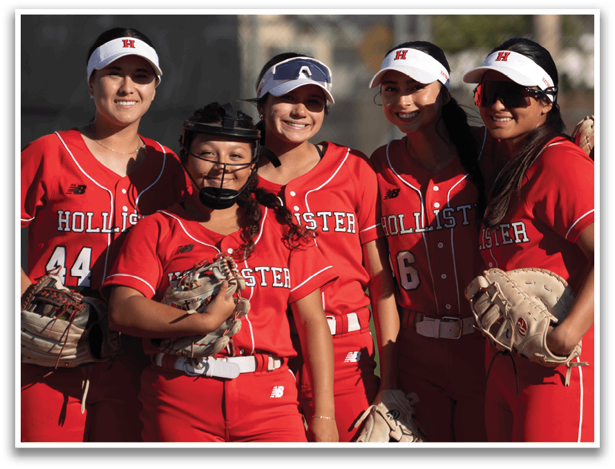 A group of female softball players posing for a photo. AI generated content