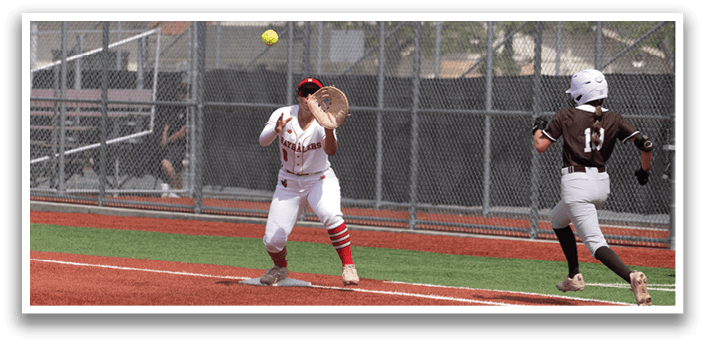 A female baseball player is swinging her bat at a ball. AI generated content