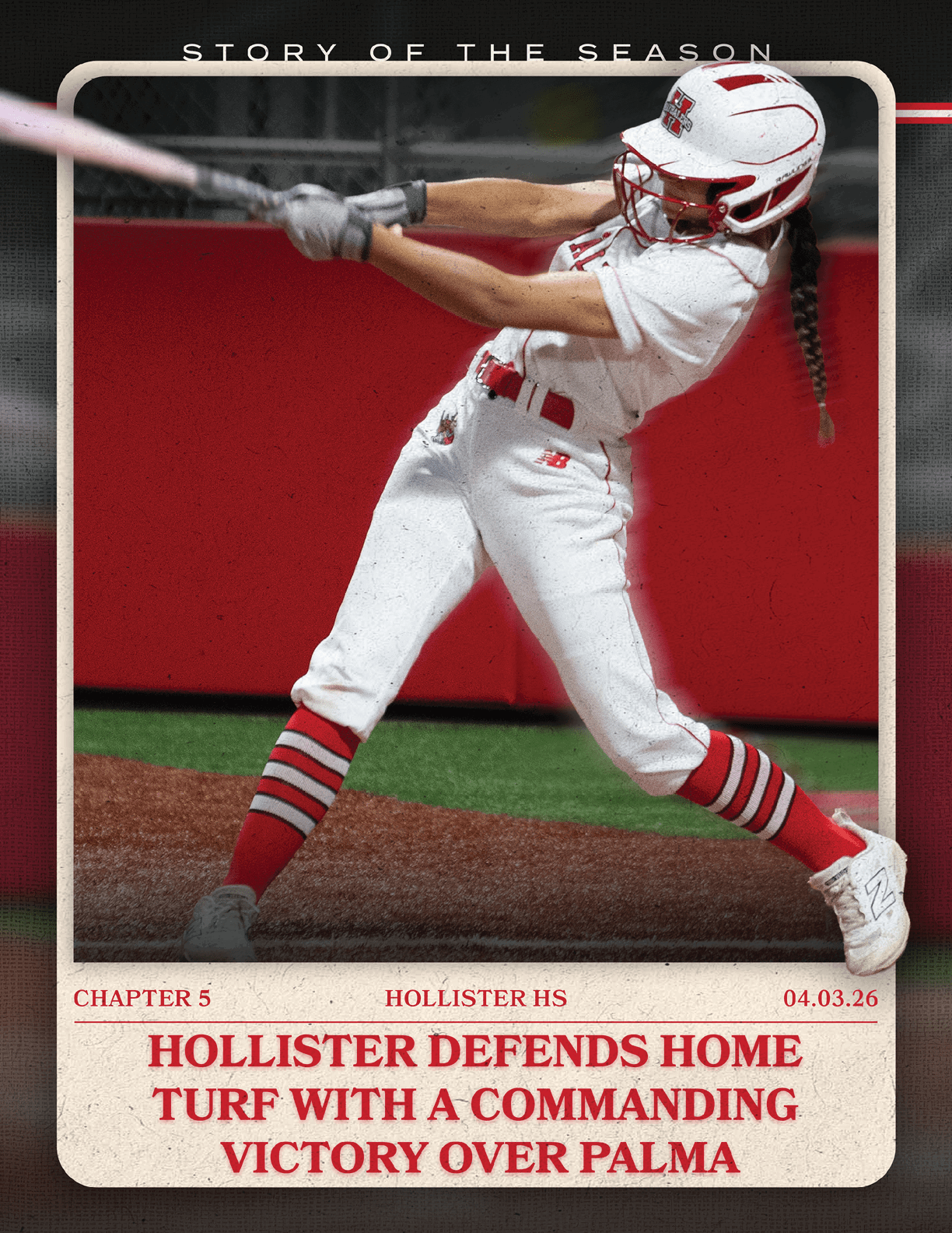 A female baseball player in a white uniform swings a bat. AI generated content
