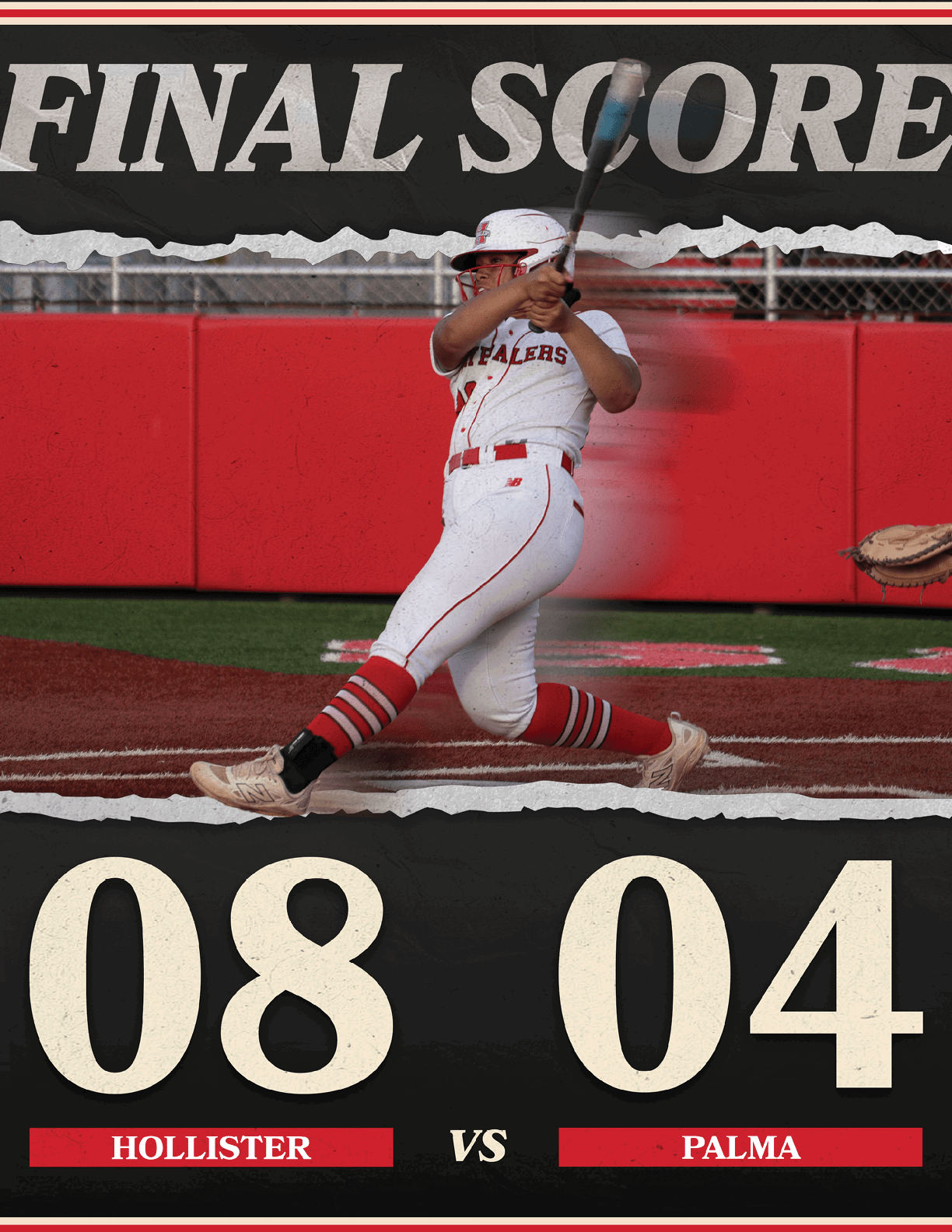 A female baseball player in a white uniform is swinging a bat, with the number 801 on the scoreboard. AI generated content